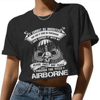 Veteran Veterans Day Airborne Infantry Mom Airborne Jump Wings Airborne Badge 433 Navy Soldier Army Military Women Cropped T-shirt - Monsterry UK