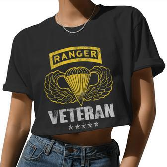 Veteran Vets Us Airborne Ranger Paratrooper Veterans Day Men Women Veterans Women Cropped T-shirt - Monsterry