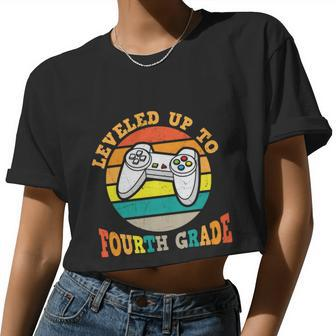 Video Game Back To School Leveled Up To Fourth Grade Vintage Women Cropped T-shirt - Monsterry DE