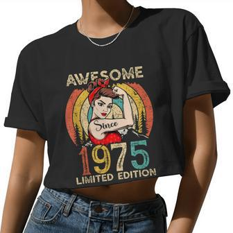 Vintage 1975 Birthday For Women 47 Year Old Birthday Women Cropped T-shirt - Monsterry