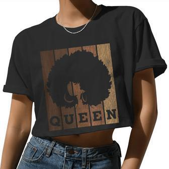 Vintage African Afro Queen Pride Melanin Black Queen Girl Women Cropped T-shirt - Monsterry