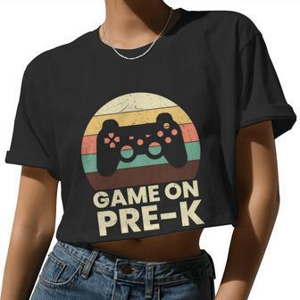 Vintage Game On Pre_K Back To School Women Cropped T-shirt - Monsterry AU