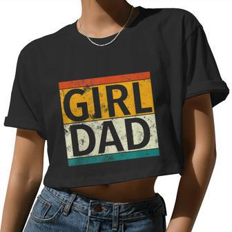 Vintage Girl Dad Proud Dad Of Girls Fathers Day Women Cropped T-shirt - Monsterry CA