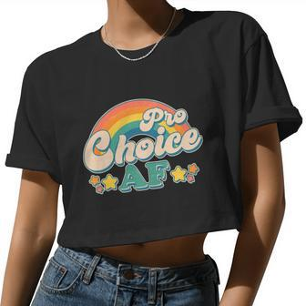 Vintage Retro Pro Choice Af Star Rainbow Women Cropped T-shirt - Monsterry
