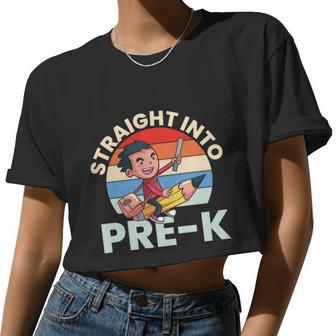 Vintage Straight Into Prek Boy Back To School Women Cropped T-shirt - Monsterry