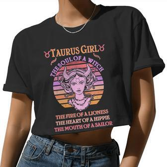 Vintage Taurus Girl Zodiac Birthday Women Cropped T-shirt - Monsterry AU