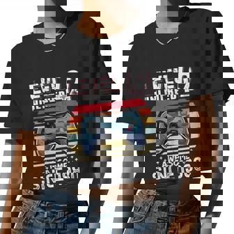 Vintage Video Gamer Birthday Level 42 Unlocked 42Nd Birthday Women Cropped T-shirt - Monsterry