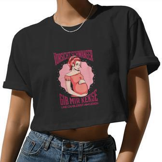 Vorsicht Schwanger Werdende Mama Schwangerschaft Women Cropped T-shirt - Monsterry DE