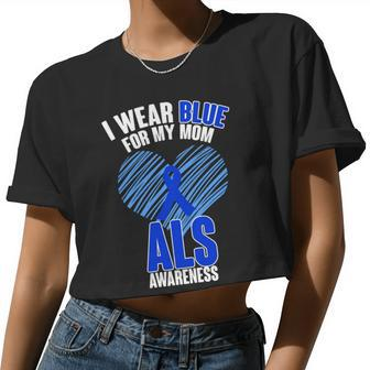 I Wear Blue For My Mom Als Awareness Women Cropped T-shirt - Monsterry
