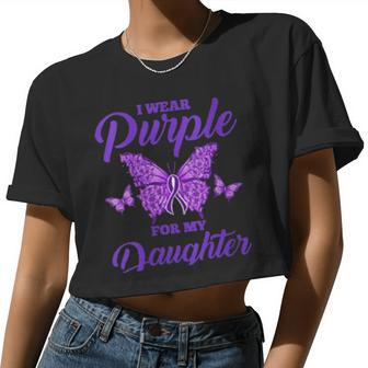 I Wear Purple For My Daughter Epilepsy Mom Women Cropped T-shirt - Monsterry DE
