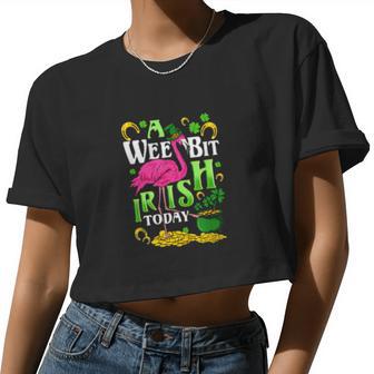 Wee Bit Irish Today Flamingo St Patrick's Day Women Cropped T-shirt - Monsterry DE