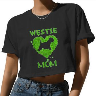Westie Terrier Dog Mom Irish Shamrock Heart St Patricks Day Women Cropped T-shirt - Monsterry UK