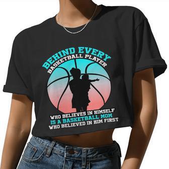 Womens Basketball Mom Proud Player Mother Mama Ball Women Cropped T-shirt - Monsterry UK