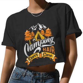 Womens Camping Hair Don't Care Shirt Camp Outdoor T Shirt Women Cropped T-shirt - Monsterry UK