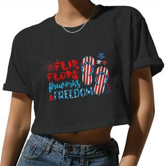 Womens Flip Flops Fireworks And Freedom 4Th Of July Women Cropped T-shirt - Monsterry UK