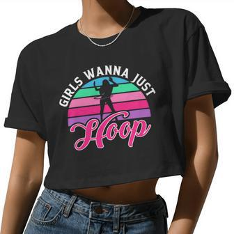 Womens Girls Wanna Just Hula Hoop Hooper Hooping Fitness Sports Women Cropped T-shirt - Monsterry AU