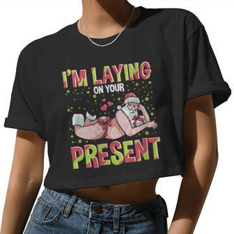 Womens I'm Laying On Your Present Women Cropped T-shirt - Monsterry