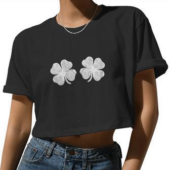 Womens Irish Shamrock Boobs St Paddys Day Women Cropped T-shirt - Monsterry
