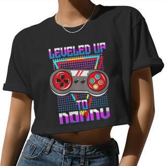 Womens Leveled Up To Daddy Gender Reveal Women Cropped T-shirt - Monsterry UK