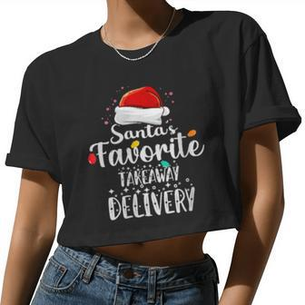 Womens Santa's Favorite Takeaway Delivery Cute Xmas Party Women Cropped T-shirt - Monsterry