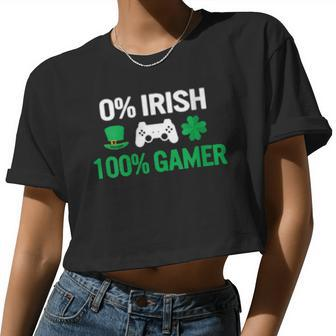 Womens St Patricks Gamer 0 Percent Irish 100 Percent Gamer Video Games Gaming Women Cropped T-shirt - Monsterry DE