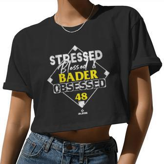 Womens Stressed Blessed And Harrison Bader Obsessed Women Cropped T-shirt - Monsterry AU