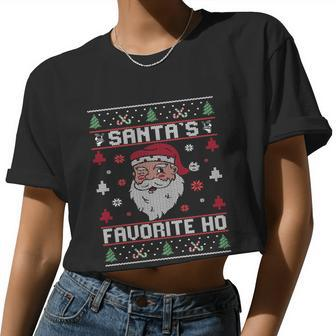Wsanta's Favorite Ho Rude Offensive Ugly Christmas Sweater Great Women Cropped T-shirt - Monsterry CA