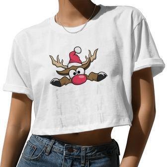 This Is My Christmas Pajama Christmas Reindeer Women Cropped T-shirt - Monsterry