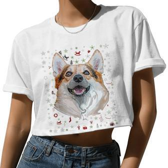 Corgi Lover Ugly Christmas Sweater Christmas Women Cropped T-shirt - Monsterry