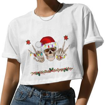 Dead Inside But Jolly Af Christmas Skull Women Cropped T-shirt - Monsterry AU