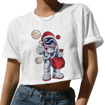 Santa Astronaut Christmas For Space Lovers Women Cropped T-shirt - Monsterry AU