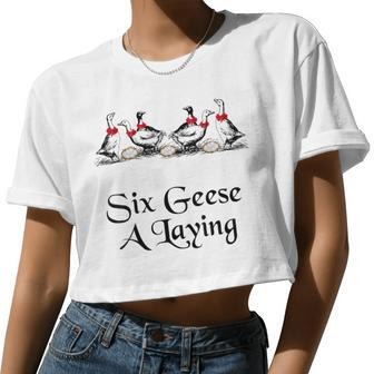 Six Geese A Laying Christmas Women Cropped T-shirt - Monsterry UK