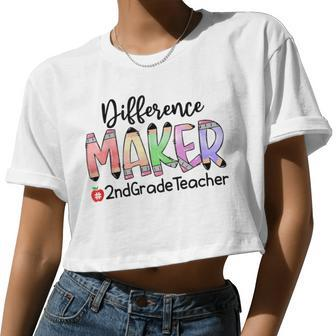 2Nd Grade Teacher Life Difference Maker Women Cropped T-shirt - Monsterry UK