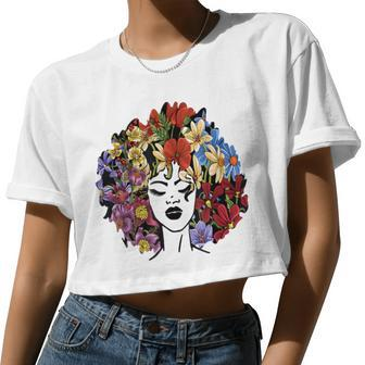 Black Queen Lady Curly Natural Afro African Black Hair Women Cropped T-shirt - Monsterry DE