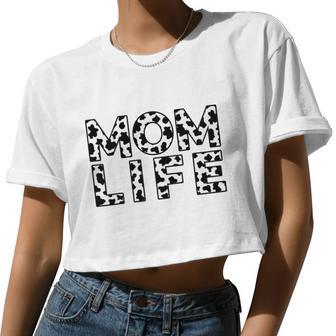 Cow Print Farm Life Mom Life Mama Mother's Day Women Cropped T-shirt - Monsterry CA