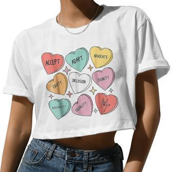 Cute Heart Valentines Day Love Special Education Teacher Women Cropped T-shirt - Monsterry DE