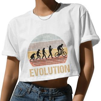 Cycling Evolution Vintage Retro Women Cropped T-shirt - Monsterry