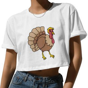 Trumpkey Thanksgiving Turkey Trump Men Women 2 Women Cropped T-shirt - Monsterry DE