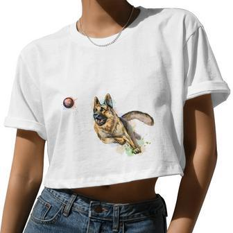 German Shepherd Dog V2 Women Cropped T-shirt - Monsterry