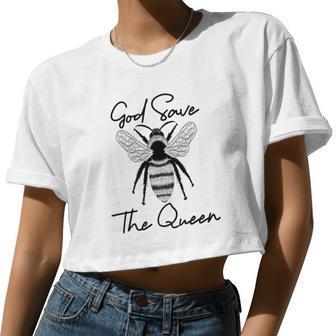 God Save The Queen Bumble Honey Bee Art Premium Women Cropped T-shirt - Monsterry