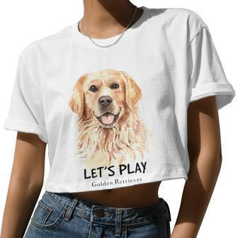 Golden Retriever Dog V2 Women Cropped T-shirt - Monsterry DE