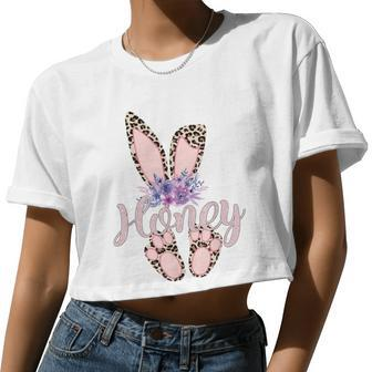 Honey Easter Bunny-Cheetah Leopard Print-Mother's Day Women Cropped T-shirt - Monsterry