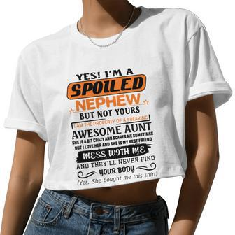 I'm A Spoiled Nephew Of A Freaking Awesome Aunt Women Cropped T-shirt - Monsterry AU