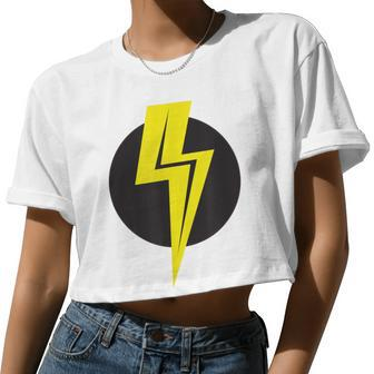 Lightning Bolt And Circle T For Boys And Girls Women Cropped T-shirt - Monsterry