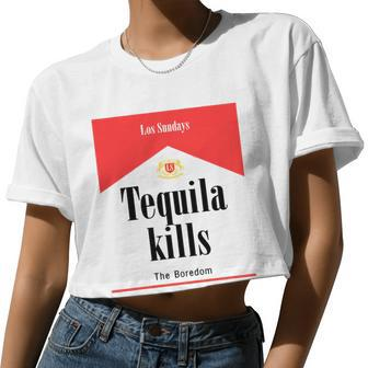 Los Sundays Tequila Kills The Boredom Sunday Club Tshirt Women Cropped T-shirt - Monsterry