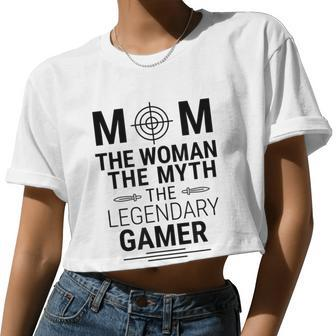 Mom The Woman The Myth The Legendary Gamer Women Cropped T-shirt - Monsterry UK