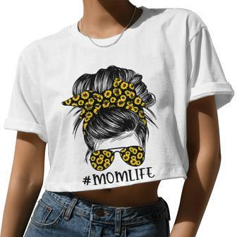 Mother Sunflowers Mom Life Messy Bun Hair Sunglasses Mom Women Cropped T-shirt - Monsterry AU