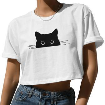 Pocket Black Cat Lover Women Women Cropped T-shirt - Monsterry UK