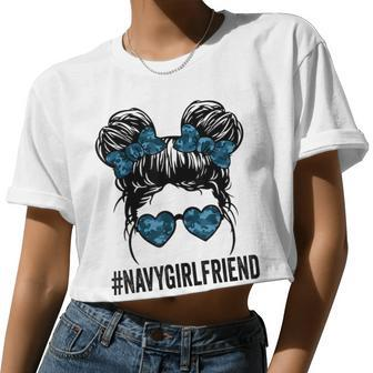 Proud Navy Girlfriend For Proud Navy Women Women Cropped T-shirt - Monsterry DE