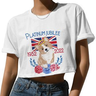 Queen's Platinum Jubilee 2022 British Monarch Queen Corgi Tshirt Women Cropped T-shirt - Monsterry